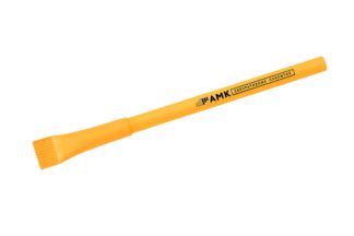 Ручка шариковая с колпачком желтая с логотипом АМК.
